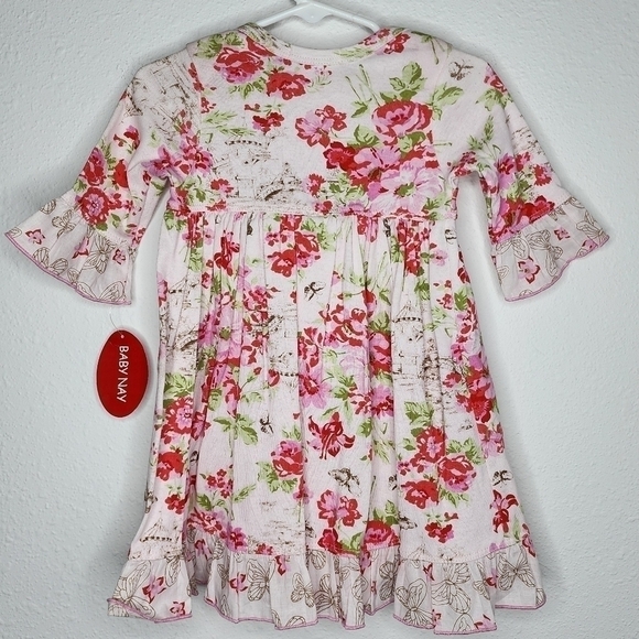 Baby Nay NWT Dress Ruffle Floral Butterfly Toddler 18 Months - Picture 4 of 7